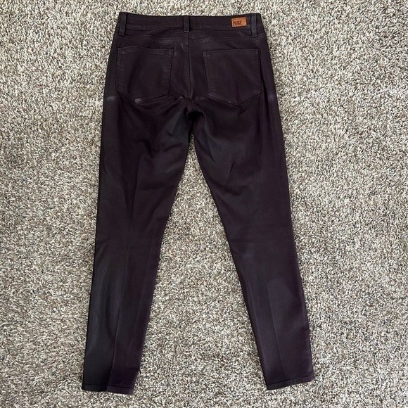 Paige Verdugo Coated Black Cherry Silk Skinny Jeans - Picture 6 of 7